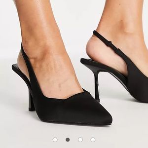 Raid black pointed toe slingback heels in black size 7W